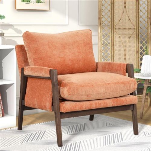 Medieval Modern Velvet Armchair, Lounge Chair, Solid Wood, Thick Seat Cushion, Suitable For Living Room, Bedroom, Studio, Orange Medieval Modern Velvet Armchair, Lounge Chair, Solid Wood, Thick Seat Cushion, Suitable For Living Room, Bedroom, Studio, Orange